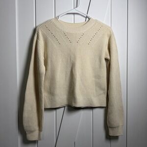 Gap Kids Shaker-Stitch Sweater Cream/Ivory Girls Size XL Cozy Knit Minimalist